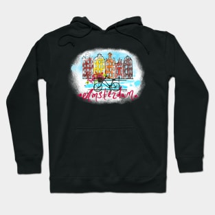 Amsterdam skyline and bicycle Hoodie